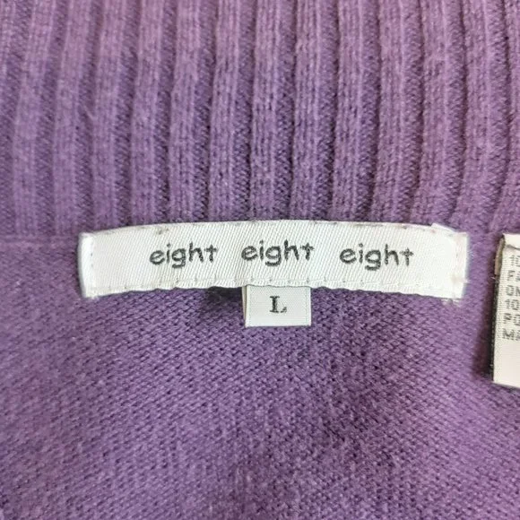 Eight Eight Eight Sweater, Women L, Purple V-Neck w/button, Zipper Pockets, EUC - Picture 4 of 10
